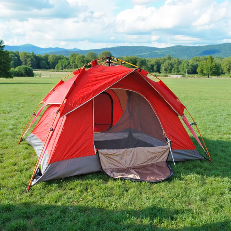 Outdoor Tent Camping Automatic Tent Double-Deck Tents Double Door Tent Folding Camping Tent Beach Tent Outdoor Fishing Tent