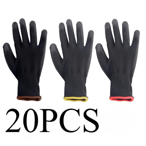 20/50PCS Coating Nylon PU Work Gloves Safety Non-Slip Durable Coating Nylon PU Work Gloves Camping Lock Edge Colour Random