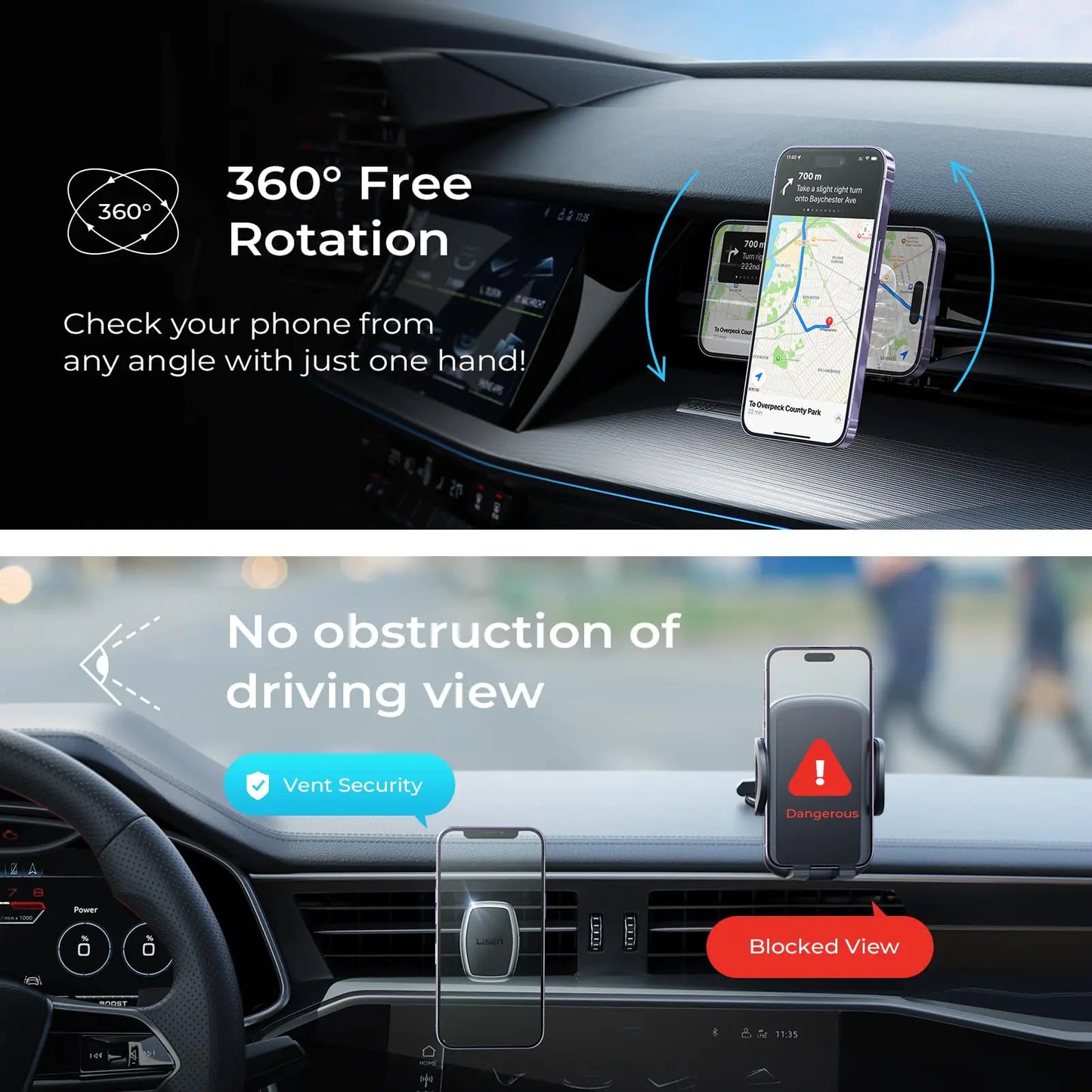 LISEN Phone Holder Car Ultra Magnetic Phone Mount Cell Phone Holder Car Magnetic Car Holder Mount for Iphone Android Smartphones