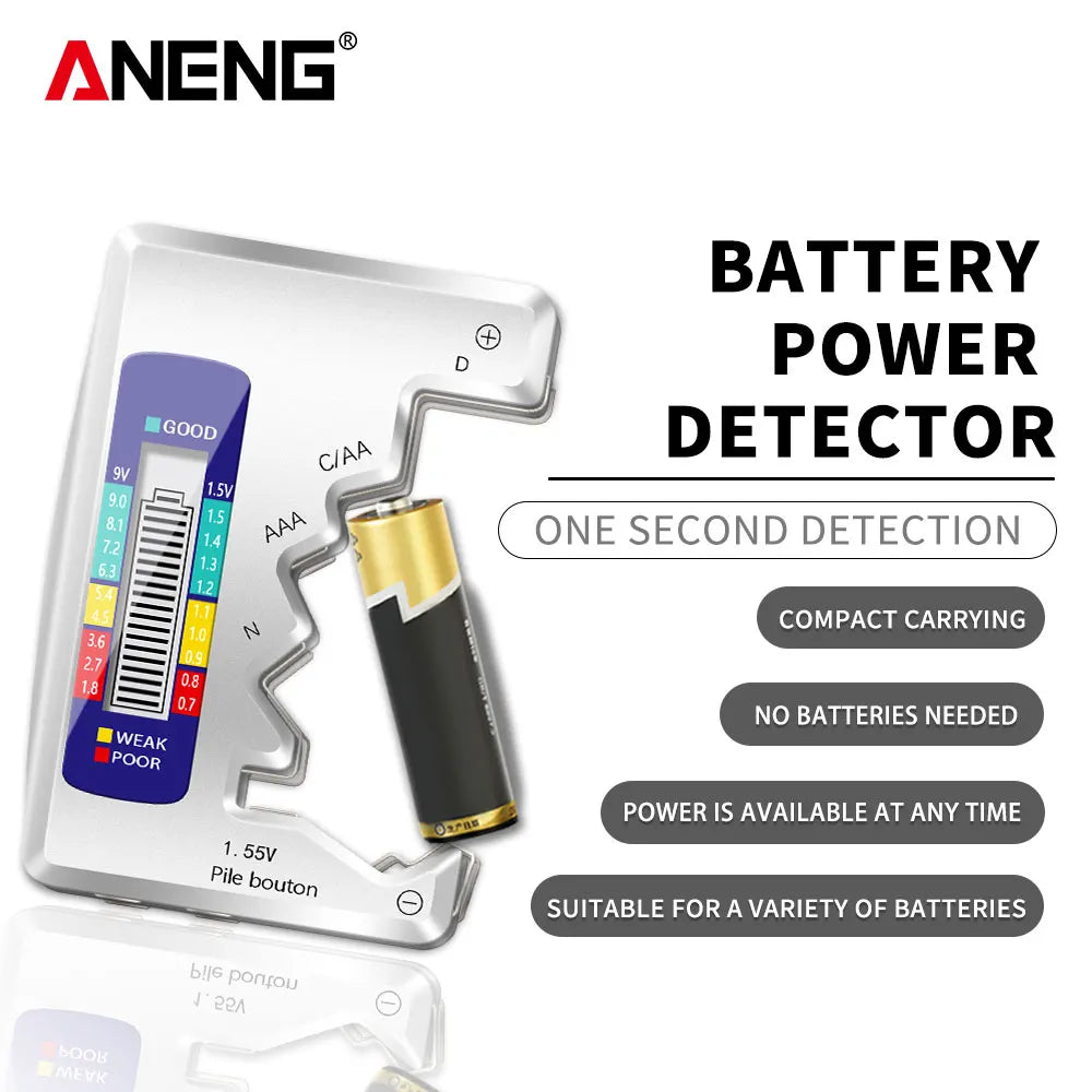 LCD Display Battery Testers C AA AAA D N 9V 1.55V Universal Button Cell Volt Capacity Check Detector Capacitance Tools
