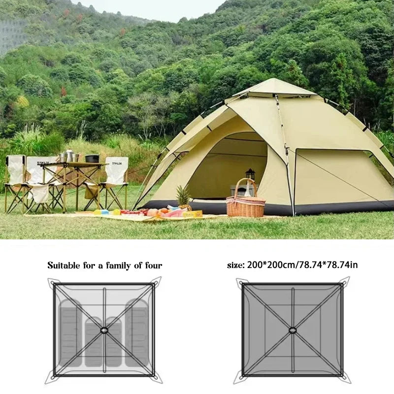 Outdoor Tent Camping Automatic Tent Double-Deck Tents Double Door Tent Folding Camping Tent Beach Tent Outdoor Fishing Tent