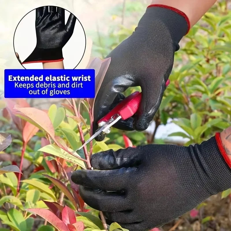 20/50PCS Coating Nylon PU Work Gloves Safety Non-Slip Durable Coating Nylon PU Work Gloves Camping Lock Edge Colour Random
