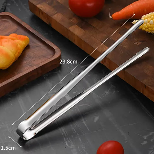 1Pc 304 Stainless Steel Barbecue Clip Grill Tongs Meat Cooking Utensils BBQ Baking Silver Kitchen Accessories Camping Supplies